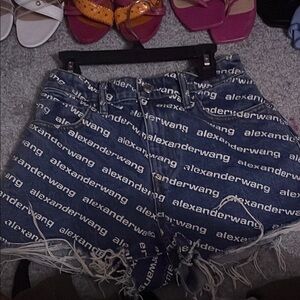 Alexander Wang Blue Logo Women's Shorts